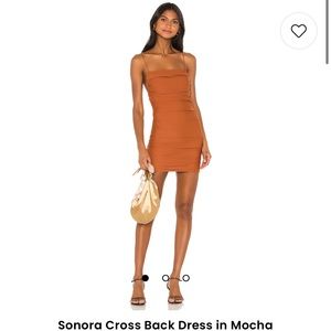 Superdown, Sonora Cross Back Dress in Mocha, size small.